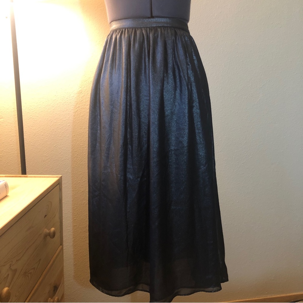 ZARA BASIC Charcoal Grey Metallic Midi Skirt